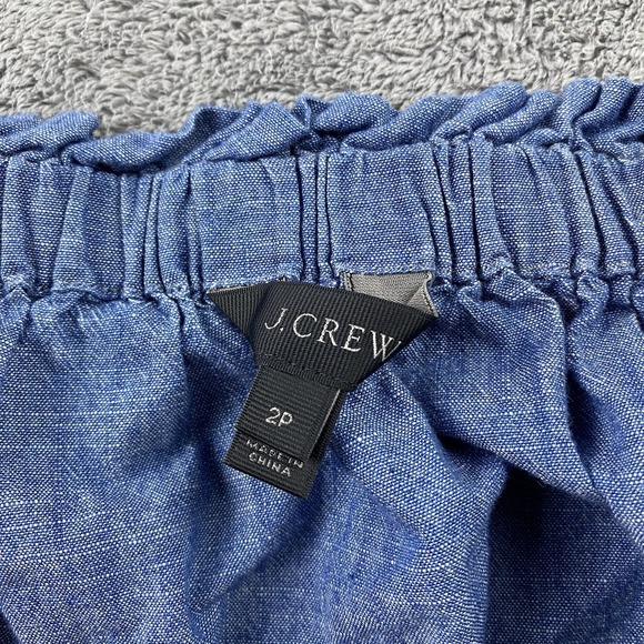 J Crew Chambray Off Shoulder Top Womens 2P Petite Blue Short Sleeve - Picture 8 of 13